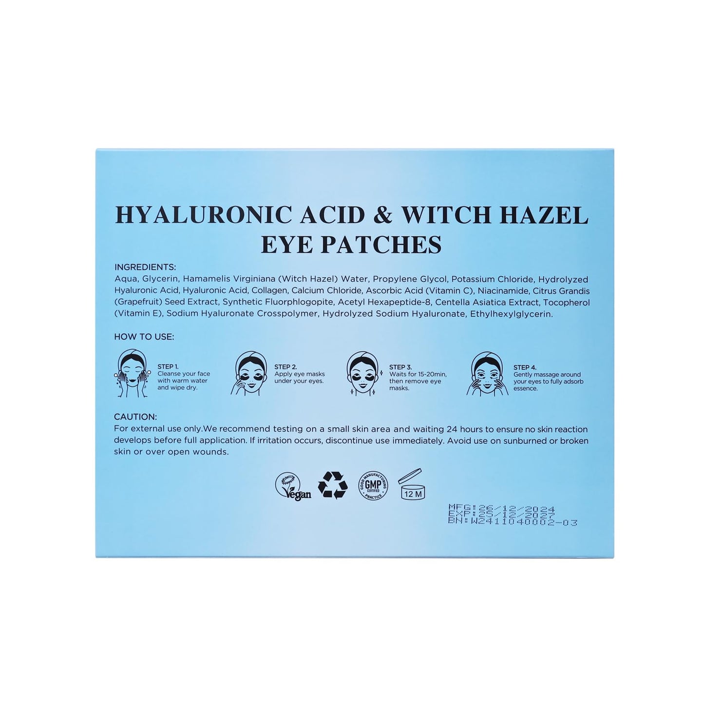 Yeokoe Under Eye Patches for Dark Circles,Puffy Eyes,20 Pairs Face Masks SkinCare With Hyaluronic Acid Witch Hazel for Moisturize