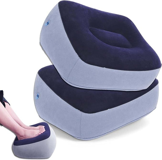 Inflatable Foot Rest Pillow for Air Travel, Airplane Foot Rest Pillow, Adjustable Height Leg Pillow Airplane Bed for Kids Toddler Suitable for Plane, Car, Train (Multicolor) 2count