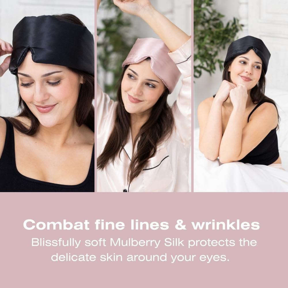 Elysium Luxury Silk Sleep Mask | 100% Mulberry Silk Eye Mask for Sleeping in Total Darkness | Deep Sleep Masks for Women and Men | Travel Eye Masks for Sleep (Pink Pearl)