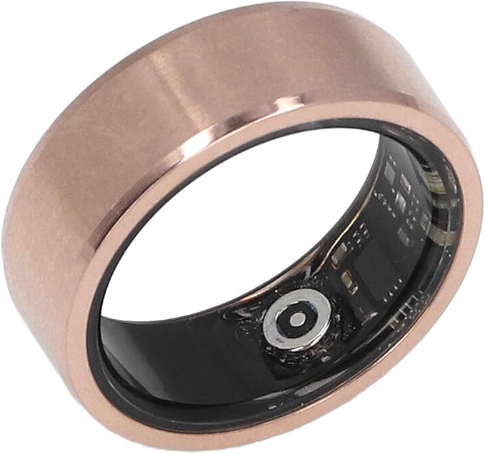 ASHATA Bluetooth Smart Ring Fitness, Health Ring to Monitor Fitness Pedometer Sleep Data, APP Control, Smart Ring for Men Women, Gold (9)