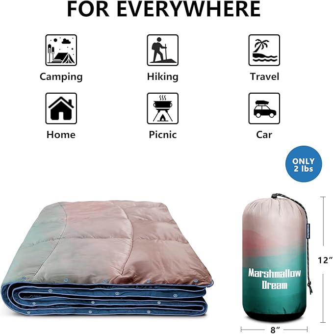 Camping Blanket, Packable Puffy Blankets Lightweight Windproof Waterproof for Outdoors,Hiking, Backpacking,Beach,Car,Picnic,Stadium