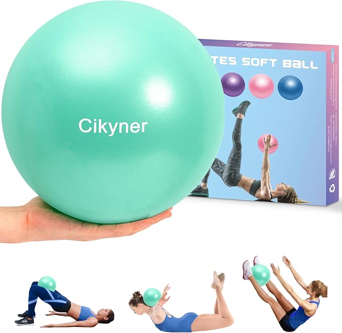 Cikyner Soft Pilates Ball, Small Exercise Ball 9 Inch Mini Gym Ball with Inflatable Straw, Suitable for Pilates, Yoga, Full Body Training, Physical Therapy and Balance improving at Home