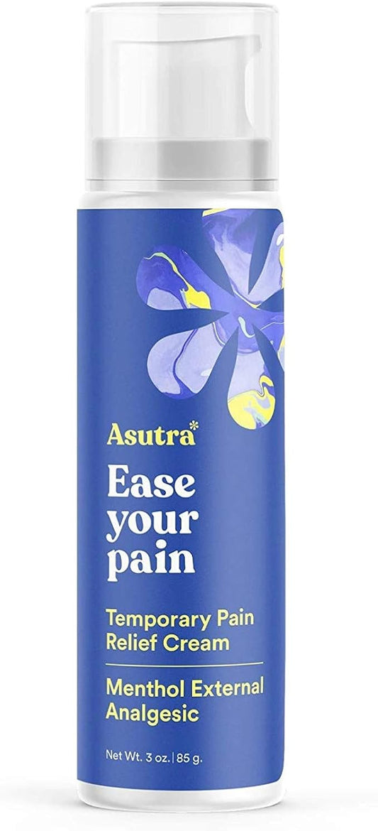 ASUTRA Relief Cream, 3 oz - Cooling Sensation, Temporary Relief from Muscle Discomfort and Soreness, 4% Menthol, Arnica Montana, and Dimethyl Sulfone (MSM)