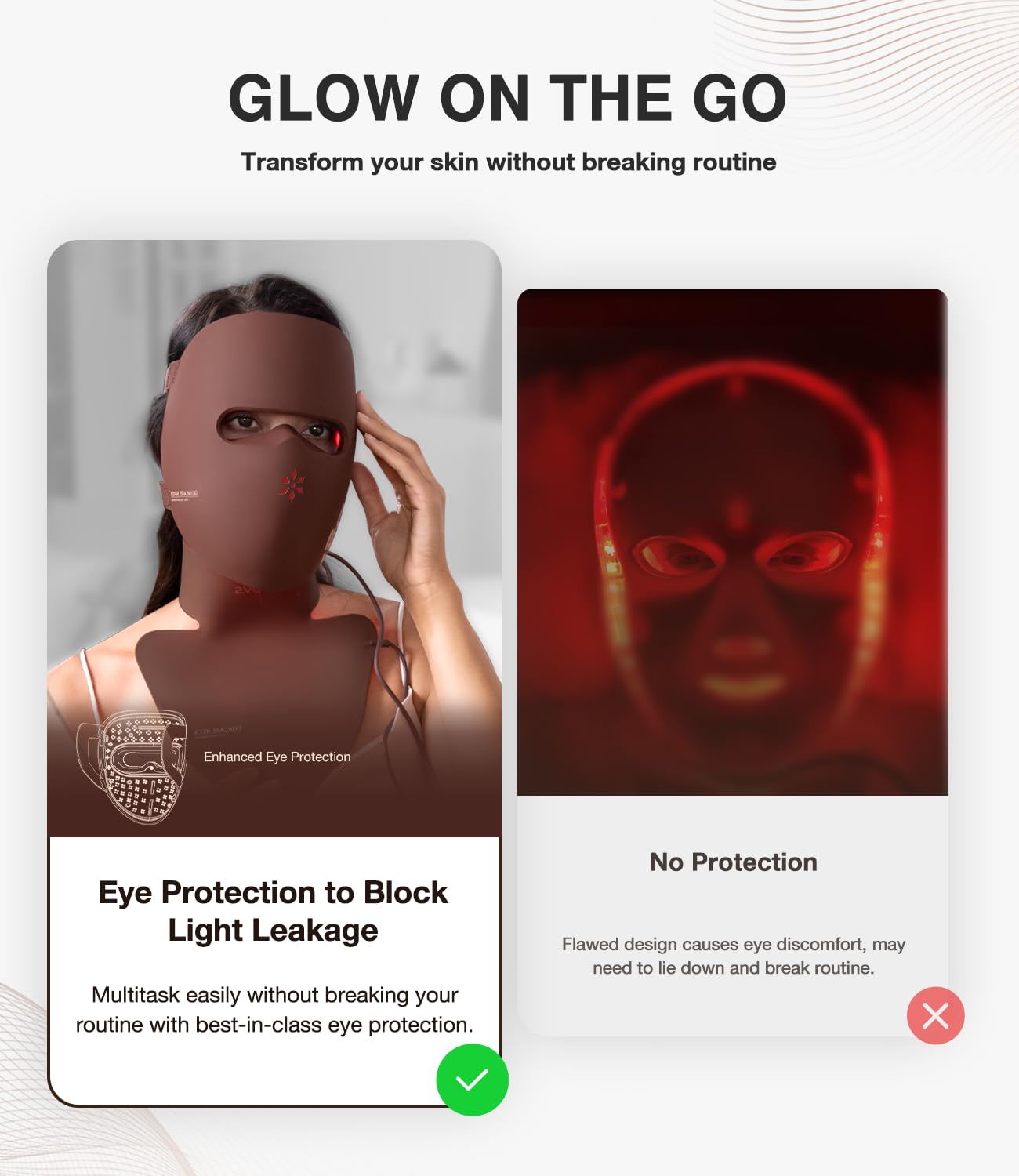 JOVS Red Light Therapy Mask for Face, 328 LEDs Face Mask with Near-Infrared Light, Rechargeable, 4 Modes, Portable Anti-Aging Skin Care Device for Home Use (Brown)