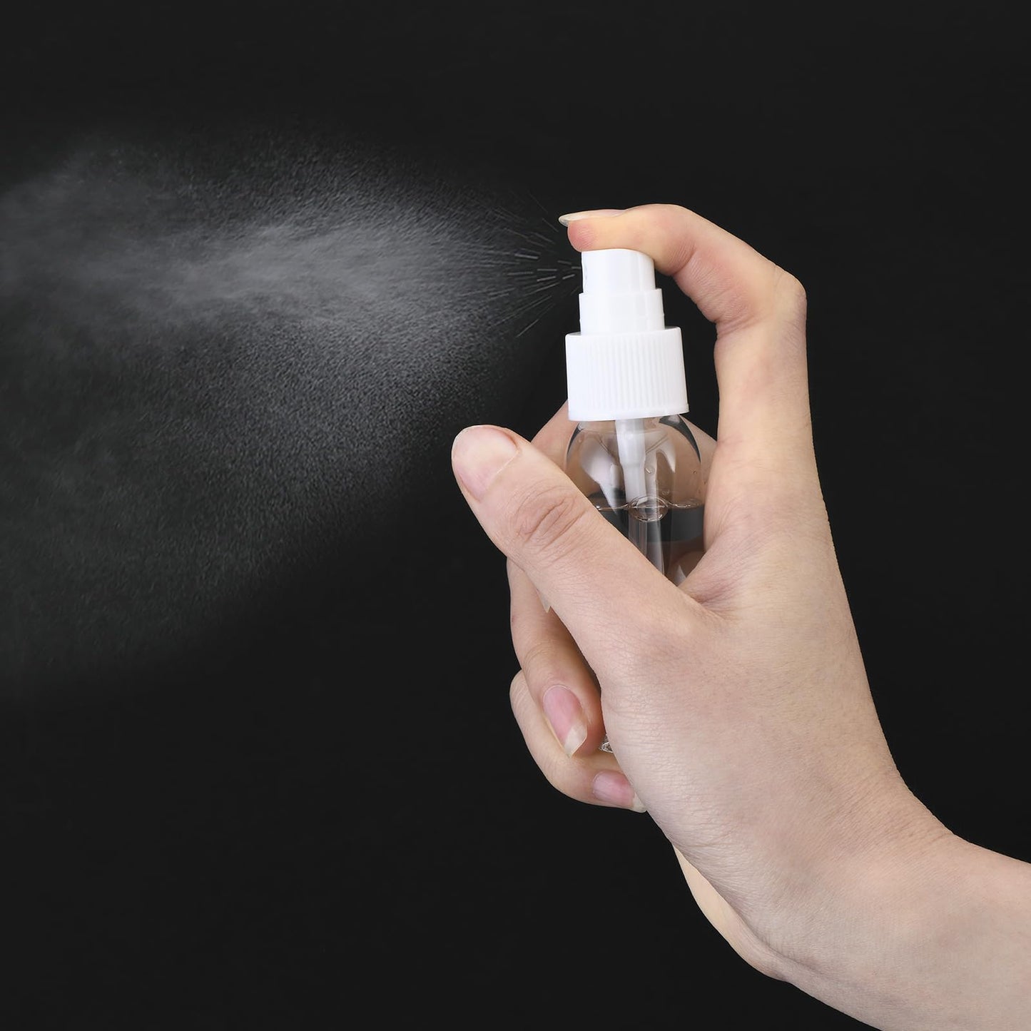 LISAPACK Plastic 1oz Spray Bottles Empty Small Mini Fine Mist Travel Size Atomizer, Tiny Sprayer for Little Perfume, Water, Cologne, Alcohol, Samples (12pcs, clear, 30ml)