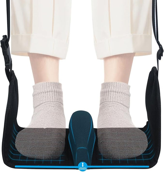 Airplane Foot Hammock, Foot Hammock for Travel Accessories with Ergonomic Removable Foot Divider Design, Airplane Foot Rest, Premium Comfortable Memory Foam & Hardboard for No Feet Clashing(Large)