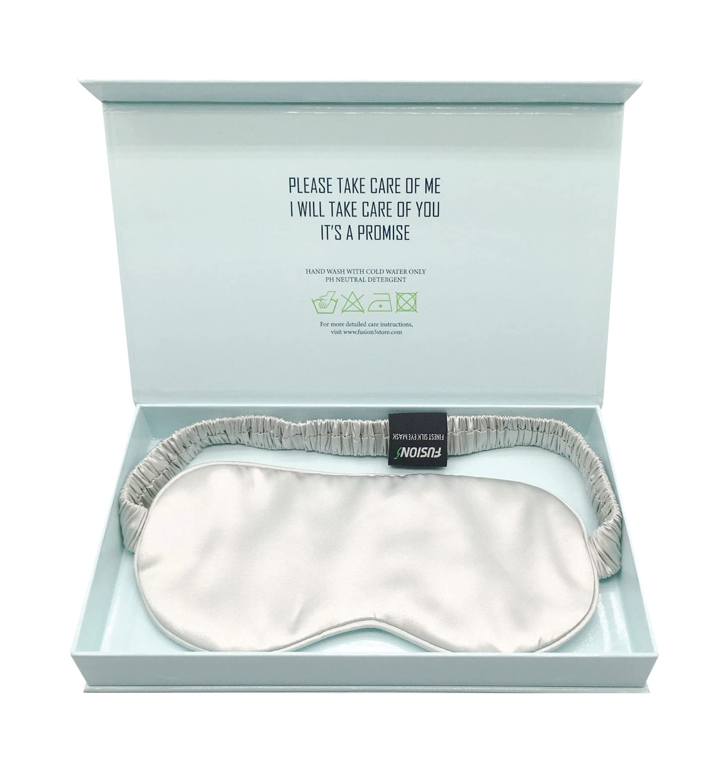 Fusion5 Silk Eye Mask with Elastic Band - 100% Pure Mulberry Sleep Mask - 25 Momme, Anti-Aging, Hypoallergenic, Blocks Light - Soft & Smooth Night Eye Cover for Sleeping & Travel with Box
