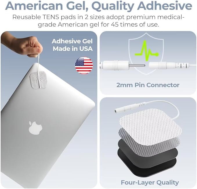 AUVON 4 Outputs TENS Unit Muscle Stimulator with 24 Modes & Intuitive Operation Design, FSA & HSA Eligible, TENS Machine with 10 TENS Pads, Electronic Pulse Massager for Back Pain Relief Therapy