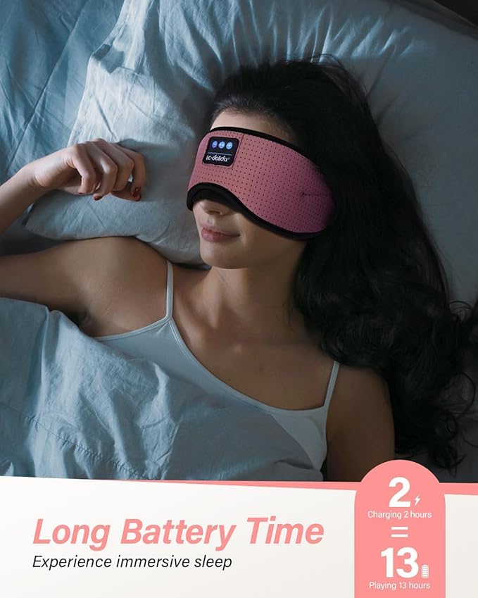 LC-dolida Sleep Headphones, White Noise Bluetooth Sleep Mask 3D Wireless Eye Mask Sleeping with Timing, Sleep Mask with Bluetooth Headphones for Side Sleepers Travel Yoga