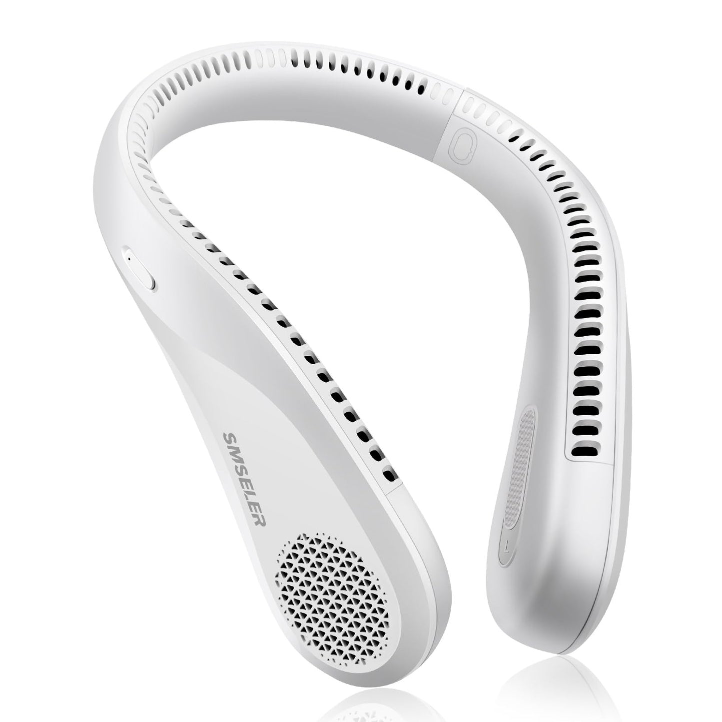 SMSELER Portable Bladeless Neck Cooling Fan: 6000mAh Rechargeable, 3-Speed Wearable Personal Air Conditioner, Hands-Free Quiet Cooling,Birthday Gifts for Men Women Dad Mom (White)