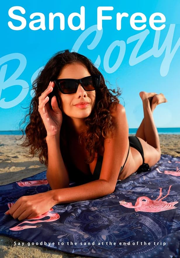 4 Pack Microfiber Lightweight Beach Towel Sand Free Quick Dry Absorbent Thin Compact Towels for Swimming Pool Camping Beach Accessories Large Easy Pack Travel Things for Vacation Essentials Gift