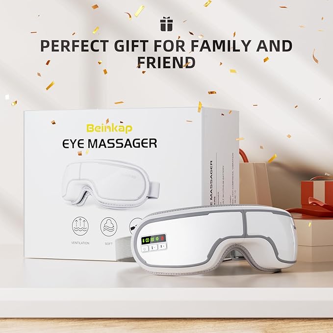 Eye Massager with Heat, Music, Compression, Adjustable Sleep Mask Massage Holiday Birthday Gifts for Women Men, Eye Massager for Migraine Reduce Stye Eye, Eye Strain Relief, Improve Sleep