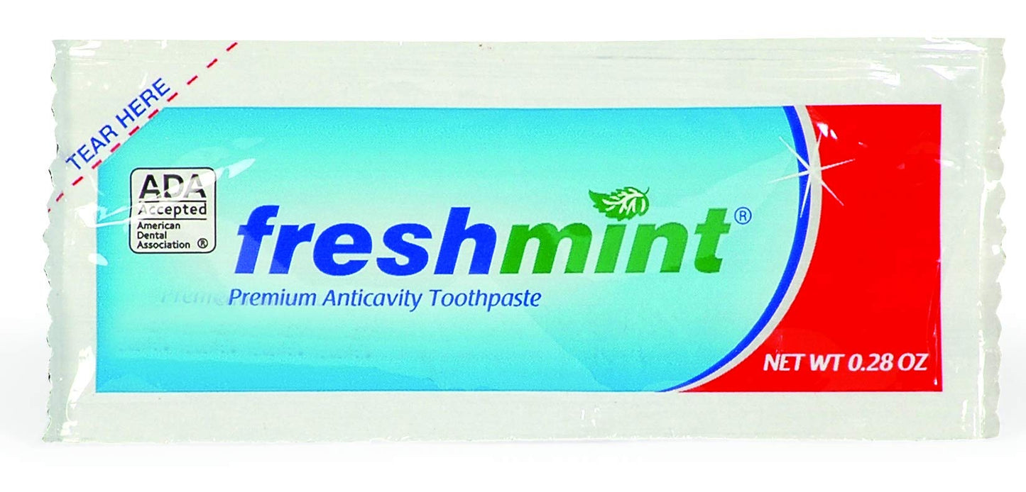 Freshmint® 250 Packets of 0.28 oz. Single use Premium Anticavity Fluoride Toothpaste Packet (ADA Accepted)