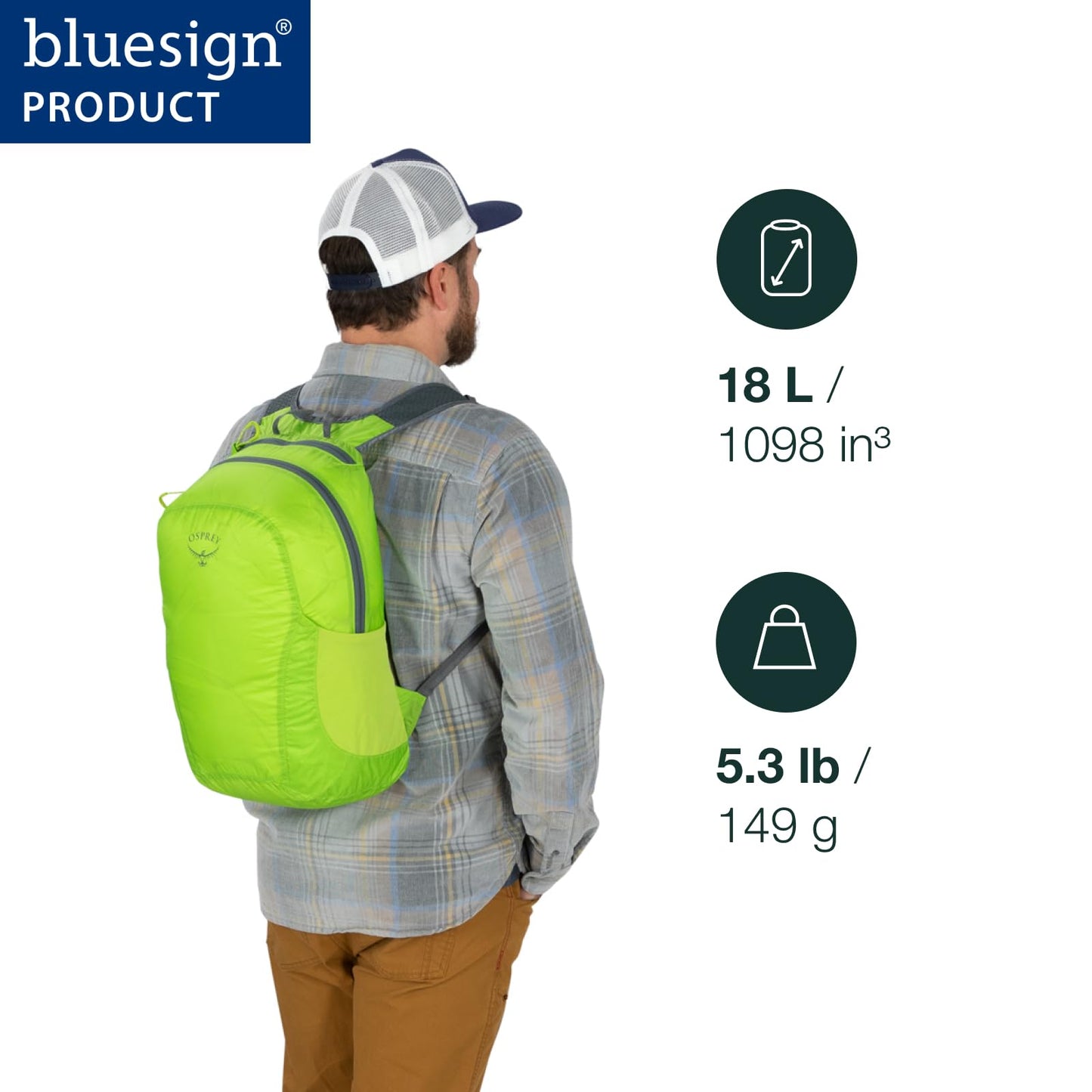 Osprey Ultralight Collapsible Stuff Pack - Lightweight, Packable Travel Backpack — Extra Bag For Travel and Every Day — 18 L Capacity Daypack to Expand Luggage, Black