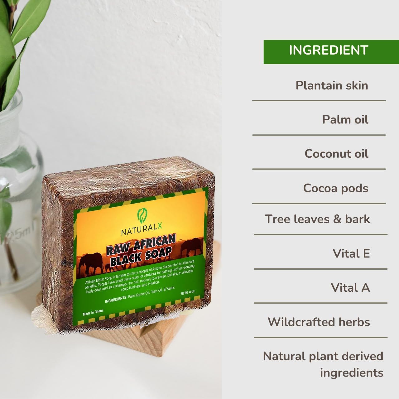 Raw African Black Soap - Natural, Unrefined & Organic - Healing for Face, Body, and Hair - 100% Pure African Skincare, Made in Ghana, 1lb (2pack)