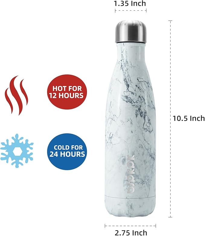 BJPKPK Insulated Water Bottles 17oz Stainless Steel Sports Water Bottles Keep Cold for 24 Hours and Hot for 12 Hours,BPA Free,Marble Ice