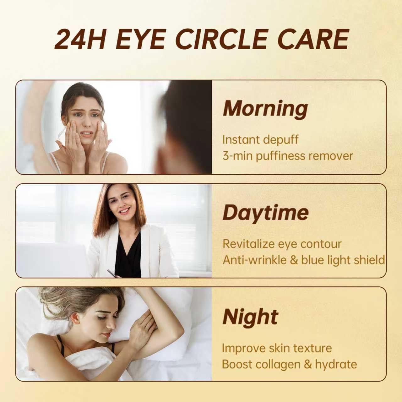 5% Caffeine Eye Serum Roller, Eye Cream for Dark Circles & Wrinkles - with Retinal Hyaluronic Acid, Instant Depuffing Eyelid Lift, 0.51 fl oz