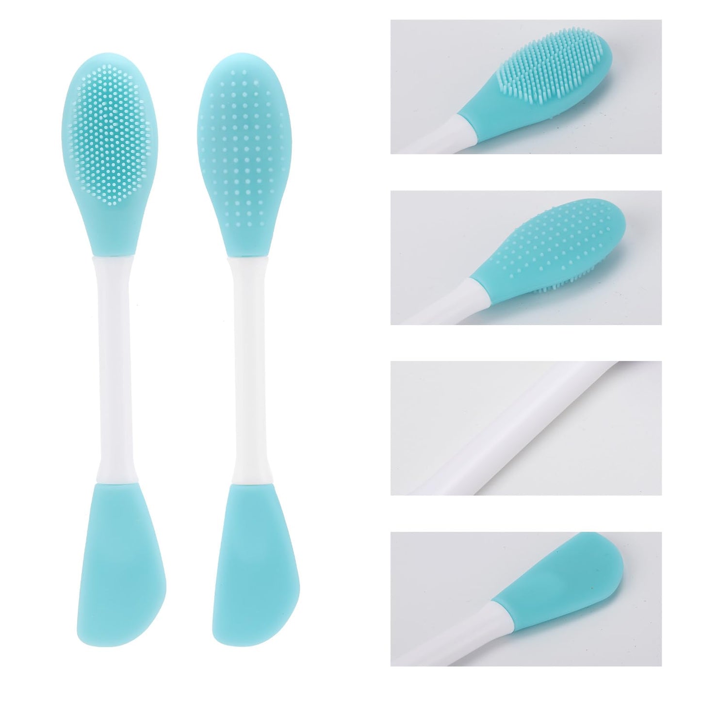 4 Pack Silicone Face Mask Applicator, 2 in 1 Double-Sided Facial Scrubber Brush Tool, Double-Head Manual Cleansing Brush for Deep Gentle Exfoliating