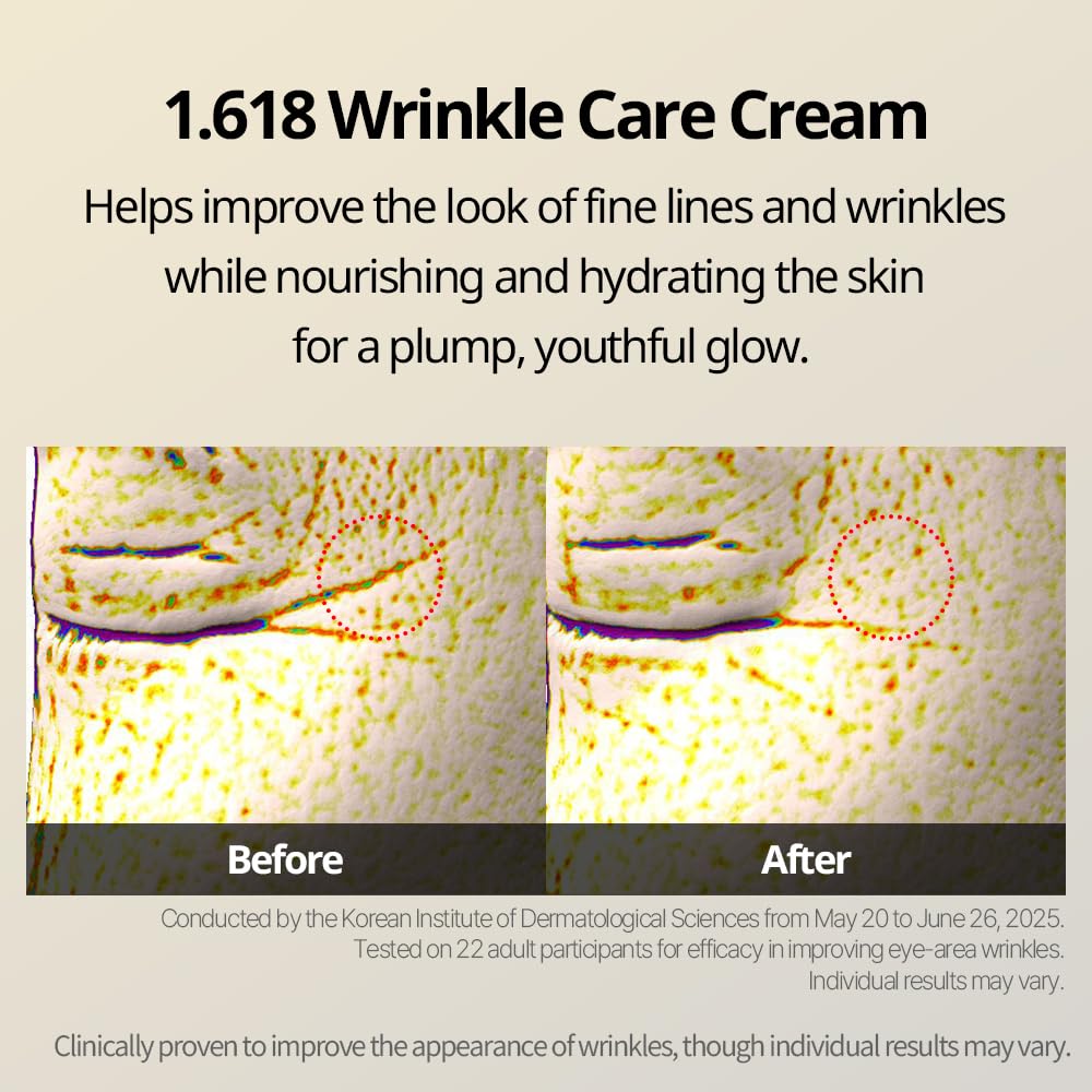1.618 Intensive Wrinkle Care Cream — Korean Anti-Aging Face Moisturizer with 24K Gold, GABA, 17 Amino Acids & Adenosine | Hydrating & Firming, For Women & Men, 3.52 oz