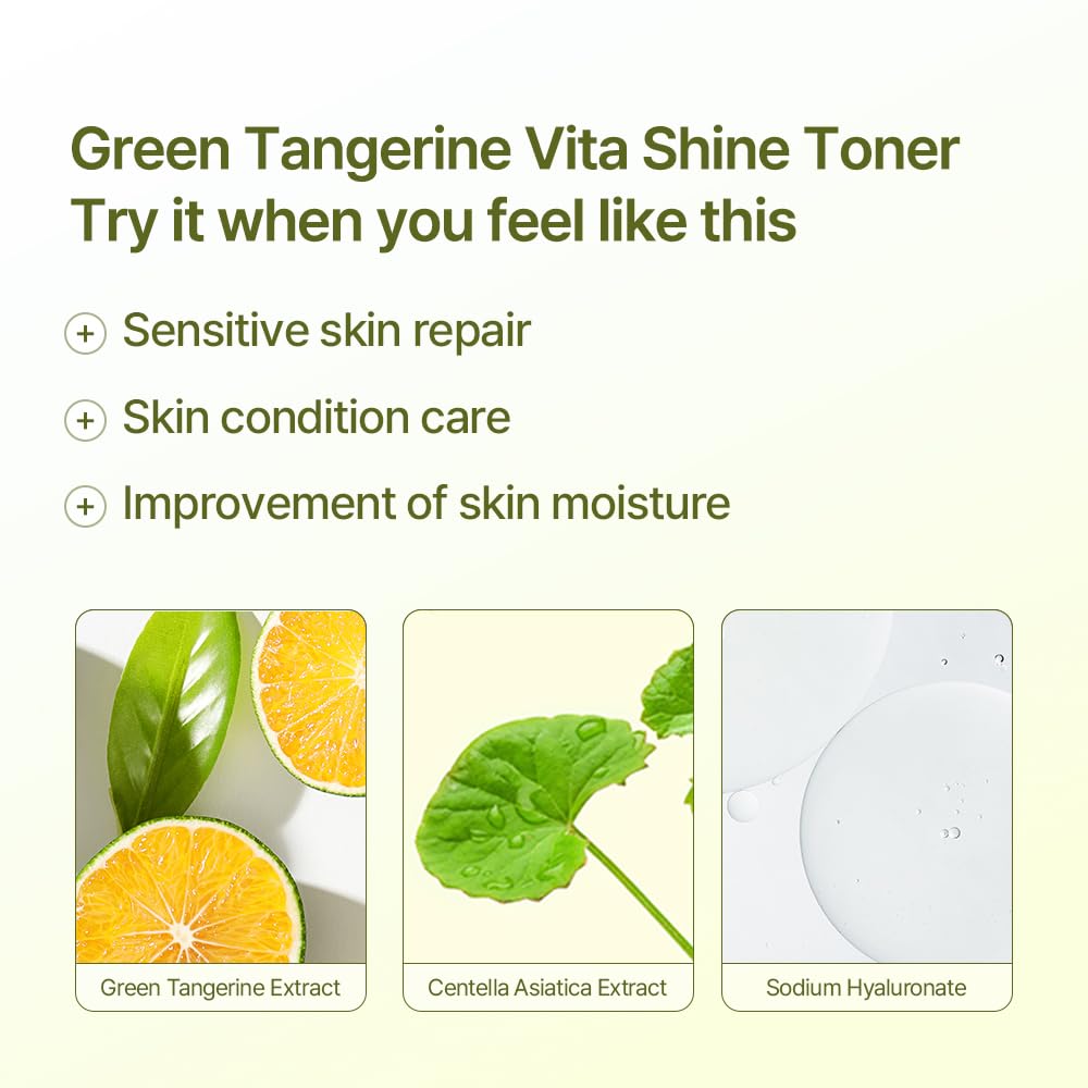 BERGAMO Green Tangerine Vita Shine Toner for Soothing, Hydrating, Face Moisturizer, Korean Skin Care, 6.09 fl.oz, 180ml
