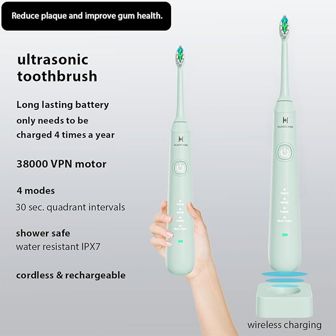 2-1 Oral Clean Kit- Water Dental flosser & Electric Toothbrush Combo- Brushing & Flossing- for Teeth Cleaning and Gum Health (Light Green)