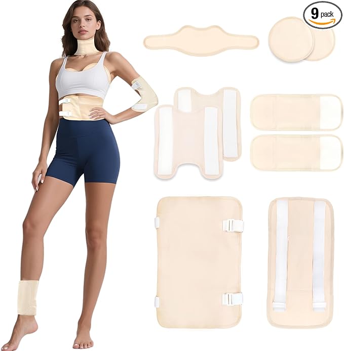 Castor Oil Pack Wrap 9-Piece Set for Women & Men – Full Body Detox & Pain Relief | Reusable Hot Cold Compress for Back, Knees, Feet, Chest, Neck | Organic, Leakproof & Adjustable