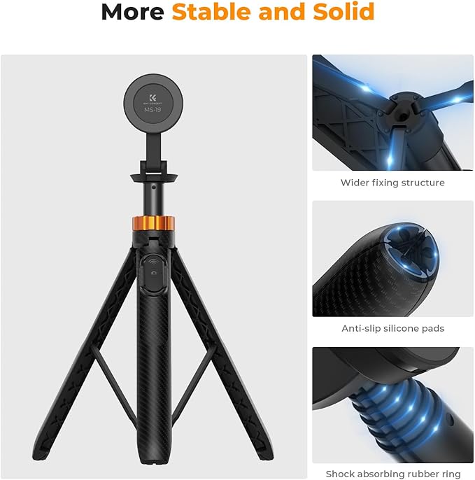 K&F Concept 63'' Magnetic Selfie Stick Tripod for iPhone, Lightweight Cellphone Stand with Wireless Remote, Compatible with iPhone 16 Pro Max/15/14/13/12 Series and All Phones