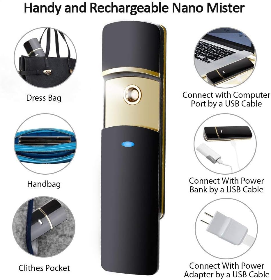 Kingsmile Exquisite Face Mister, Portable Nano Mist Sprayer, Facial Mister, Cool Face Moisturizing, Handy Hydrating Nano Mister for Lash Extensions, Skin Hydration Refreshing, Easy to Use and Carry