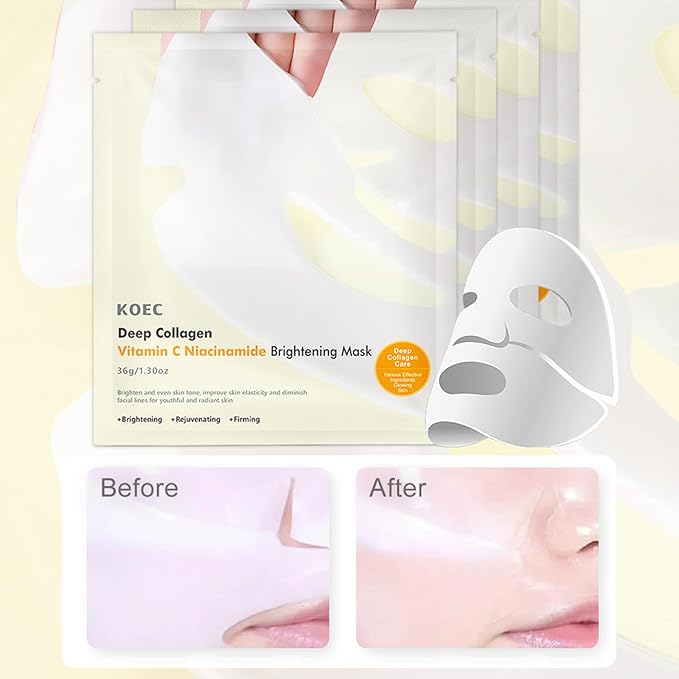 4 Pack Collagen Face Mask, Deep Lifting Mask, Bio-Collagen Films Deep Hydrating Firming Overnight Hydrogel Mask, Hydrating Anti Wrinkle Lifting Facial sheet masks