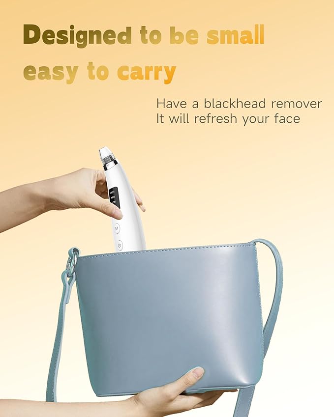 Blackhead Remover Vacuum, Type-C Rechargeable Pore Cleaner with 3 Adjustable Suction, 6 Probes & Comedone Extractor Tool Kit for Women and Men