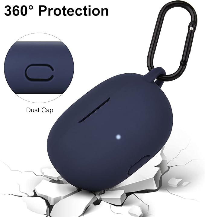 AIRSPO Silicone Case Compatible with Beats Studio Buds Case 2021 Soft Protective Cover for Beats Wireless Earbuds with Keychain (Midnight Blue)