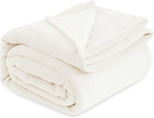 Bedsure GentleSoft Fleece Blanket California King - Lightweight Plush Fuzzy Cozy Soft Blankets for Bed, Cream, 102x96 inches