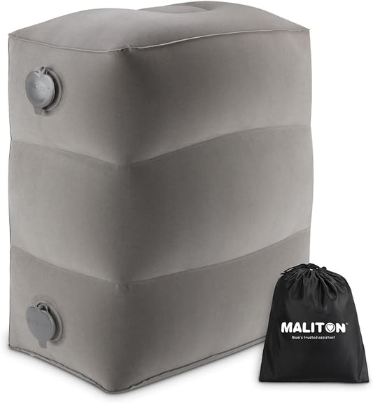 Inflatable Travel Foot Rest Pillow, Kids Airplane Bed, Adjustable Height Leg Pillow for Air Travel, Make a Flat Bed for Kids and Toddlers, Great for Airplane, Train, car（Grey, 1 Pack）