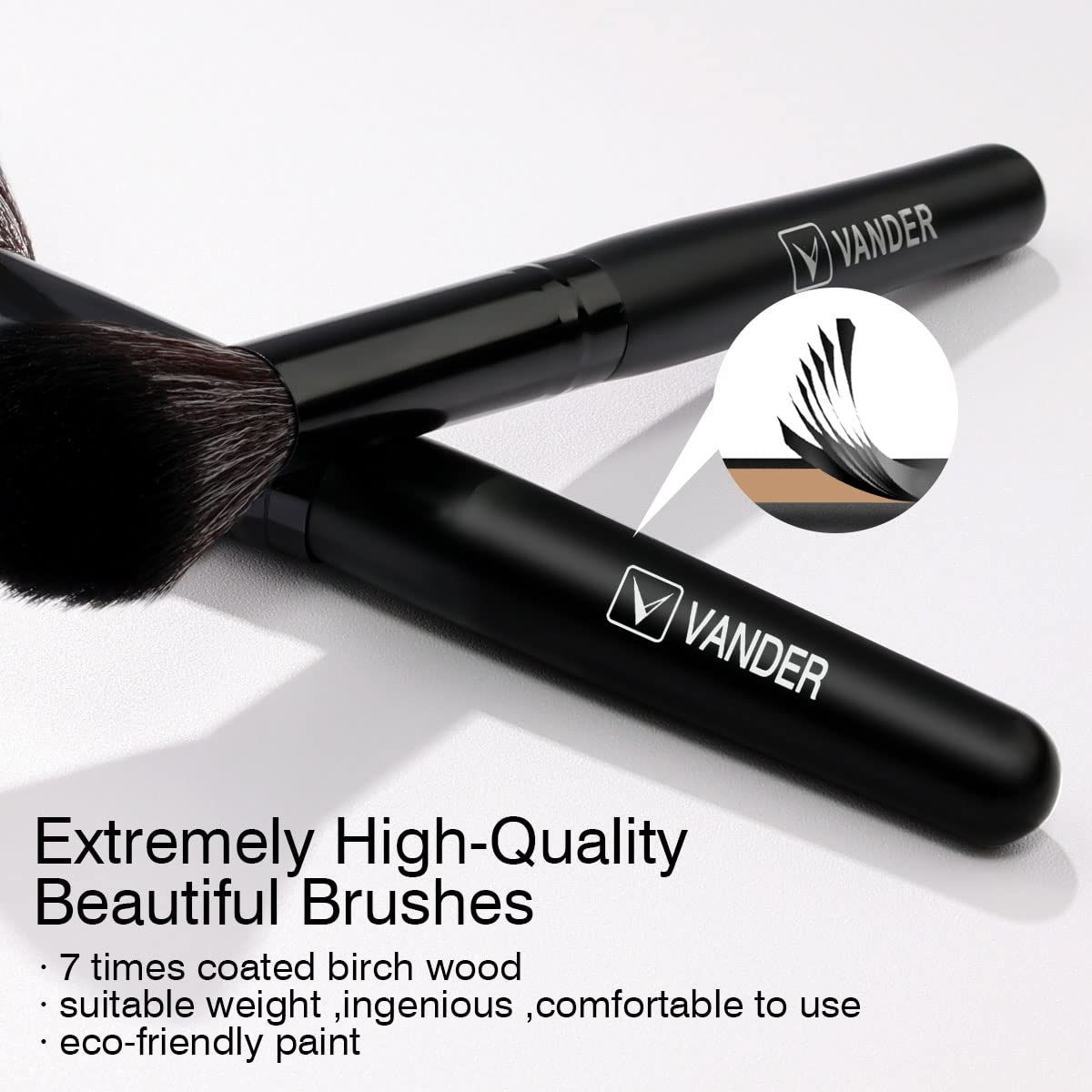 Vander Make up Brush Set, 32Pcs Professional Premium Synthetic Brochas Para Maquillaje, Foundation Powder Concealers Eyeshadow Eyeliner Brush Travel make up brushes set (Black)