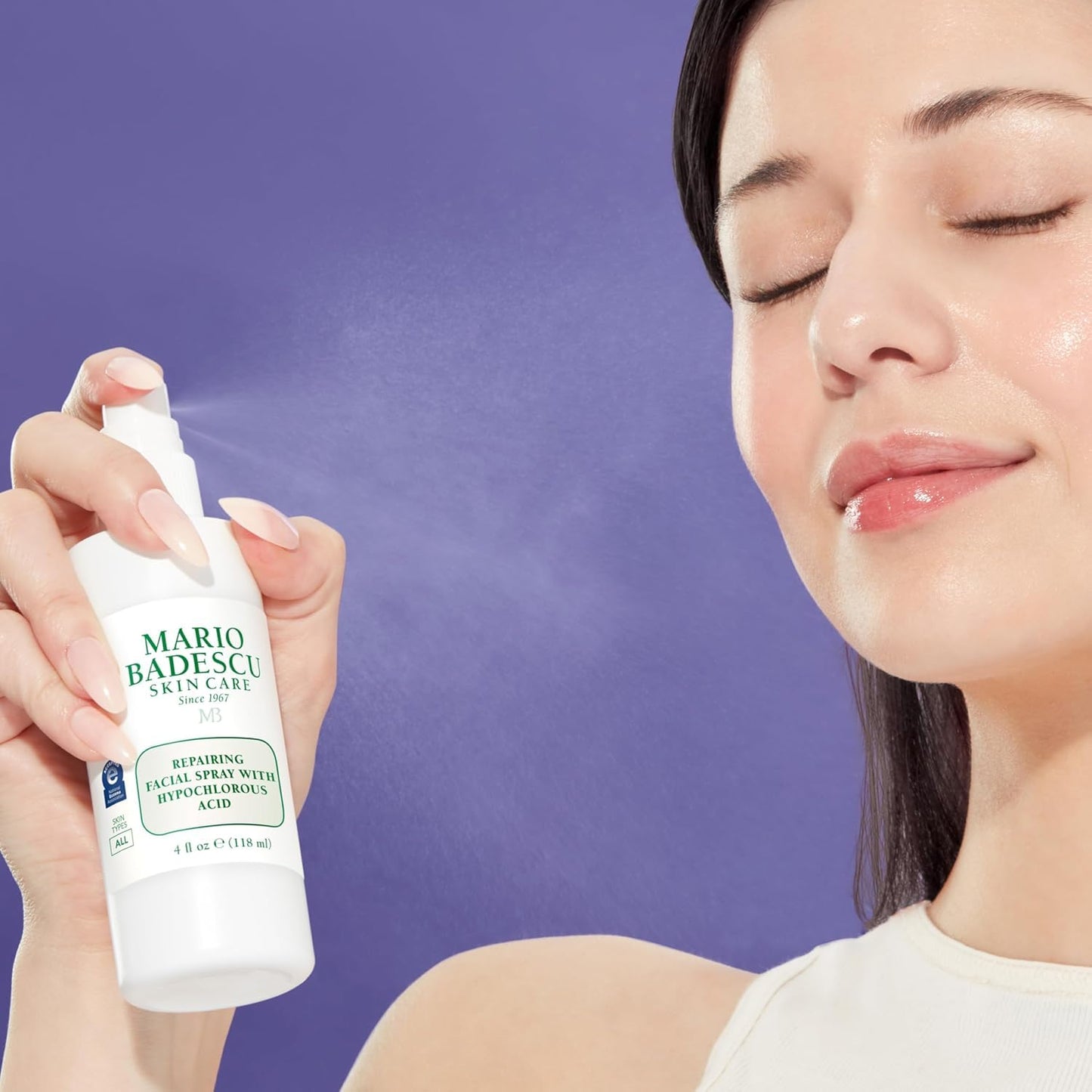 Mario Badescu Repairing HOCl Facial Spray with Hypochlorous Acid – Soothes & Hydrates Angry, Irritated Skin, Reduce Redness & Flare-Ups – pH Balancing, Non-Irritating Cleanser, Fragrance-Free, 2 Fl Oz