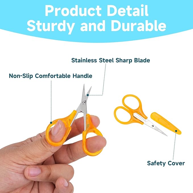20 Pcs Craft Small Sewing Mini Scissors for Fabric Cutting, Yarn Travel Scissors Bulk with Protective Cover, Curved and Straight for Paper Cutting, Crafting, Embroidery, Quilting, Sewing