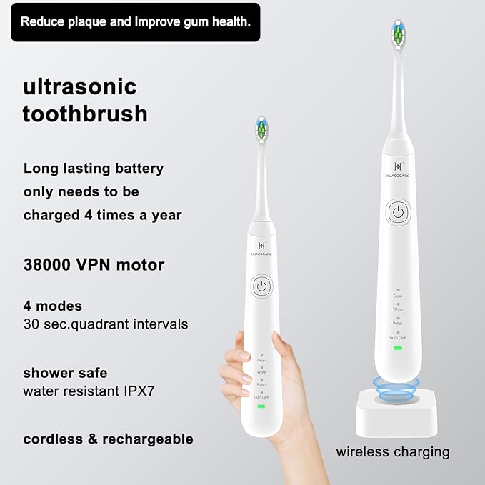 2-1 Oral Clean Kit- Water Dental flosser & Electric Toothbrush Combo- Brushing & Flossing- for Teeth Cleaning and Gum Health (White)