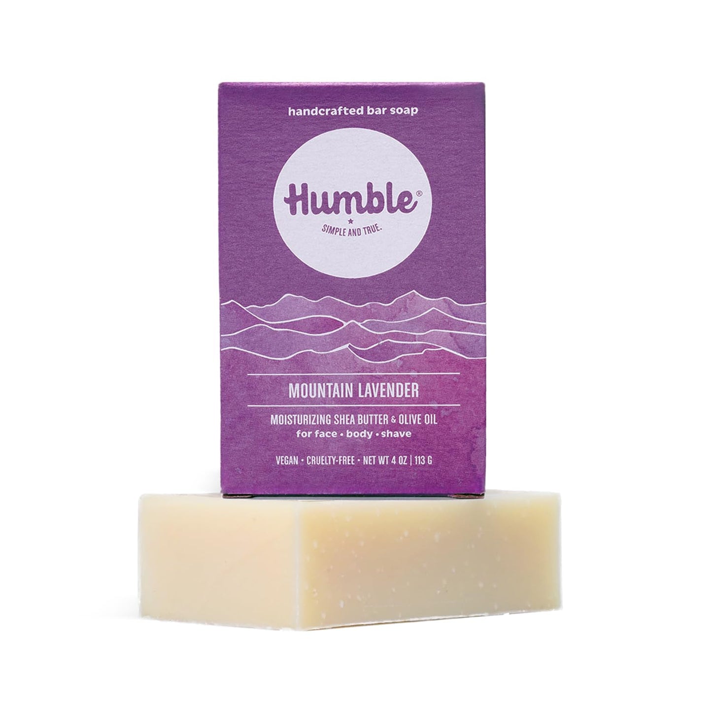Humble Brands Handcrafted Bar Soap, Organic Cold Processed Soap Bars, Moisturizing Face & Body Cleanser - Mountain Lavender