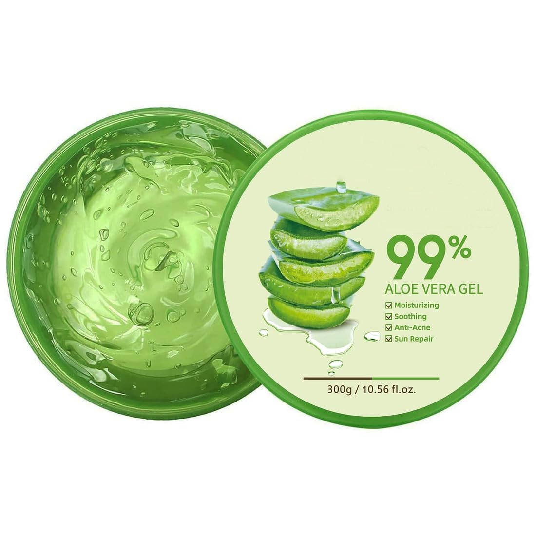 ROAD CREW Aloe Vera gel 300 ML Natural AloeVera Gel -Organic Moisturizing Cream, Soothing and Hydrating, Sunburn and Scar Repair, Care for Face Body Hair