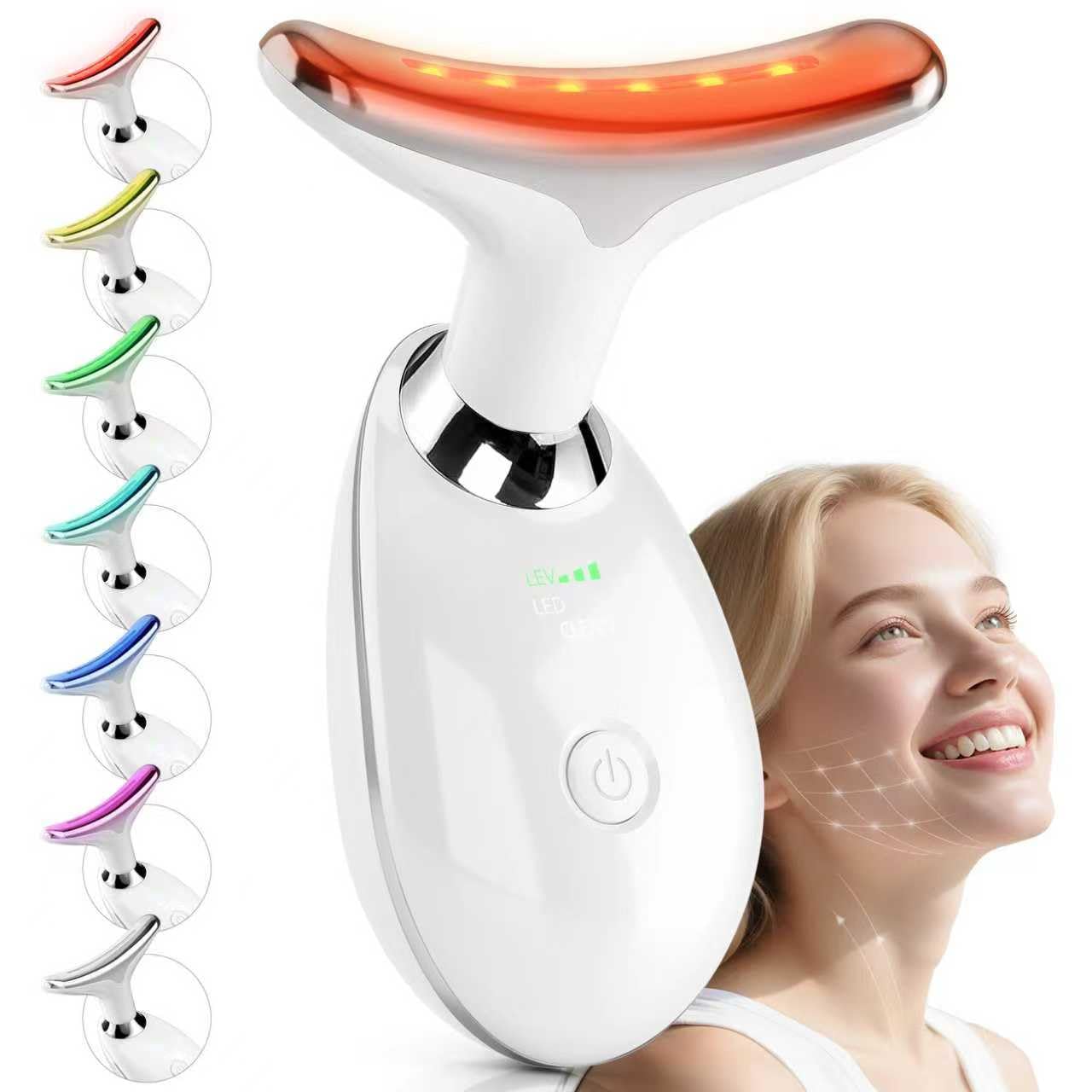 7 Color Face Massager Tool, Multifunctional Neck Facial Massager, Portable Face culpting Wand for Skin Care