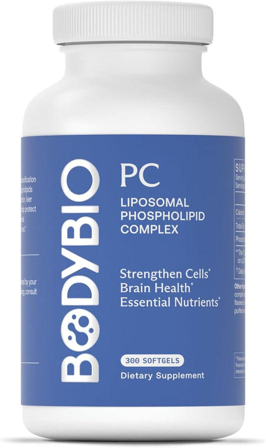 BodyBio PC - Phosphatidylcholine for Brain Health, Mental Clarity, Cognitive Function, Cellular Repair & Healthy Aging, Phospholipid Complex Supplement for Gentle Daily Detox