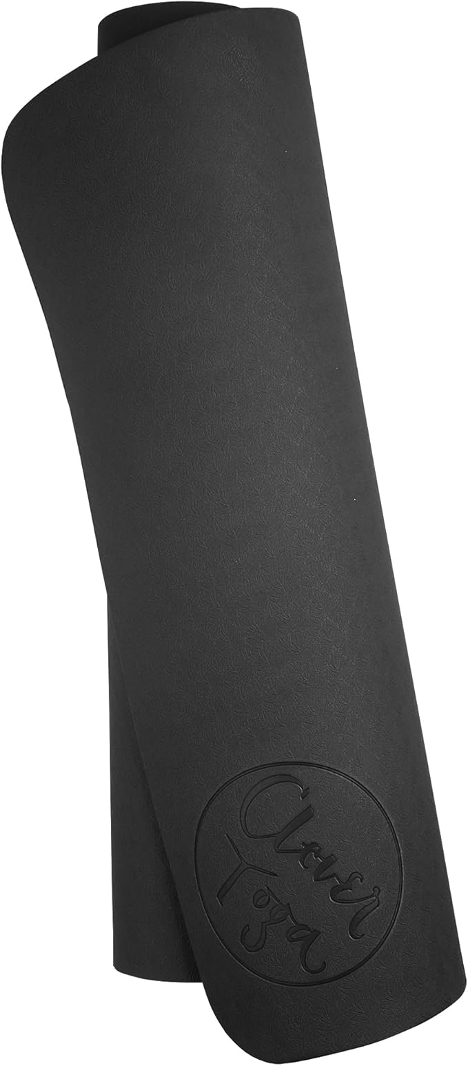 Clever Yoga Better Grip Thick Yoga Mat - Beginner Exercise Yoga Mat with Non-Slip Surface for Home Gym, Earth-Friendly & Recyclable Pilates and Workout Pad Women & Men, 1/4 Inch Thick