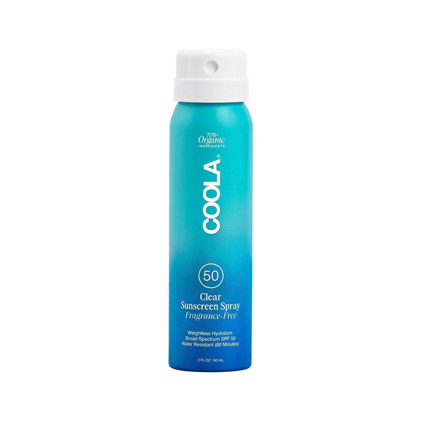 COOLA Organic Sunscreen SPF 50 Sunblock Spray, Dermatologist Tested Skin Care for Daily Protection, Vegan and Gluten Free, Fragrance Free, 2 Fl Oz