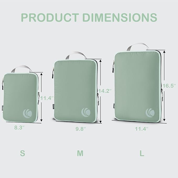 Cipway Compression Packing Cubes, Ultralight Luggage Organizer Bags, Travel Essentials for Carry on Suitcase (3 Piece,Sage Green)