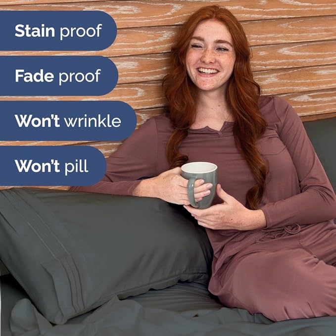 Bulk Case Pack of 10 Sheet Sets - (10) Complete Split King Size Sheet Sets w/ Deep Pockets - Wholesale Bulk Bedding for Hotels, Spas & Airbnbs - Breathable and Wrinkle Free - (Split King, Charcoal)