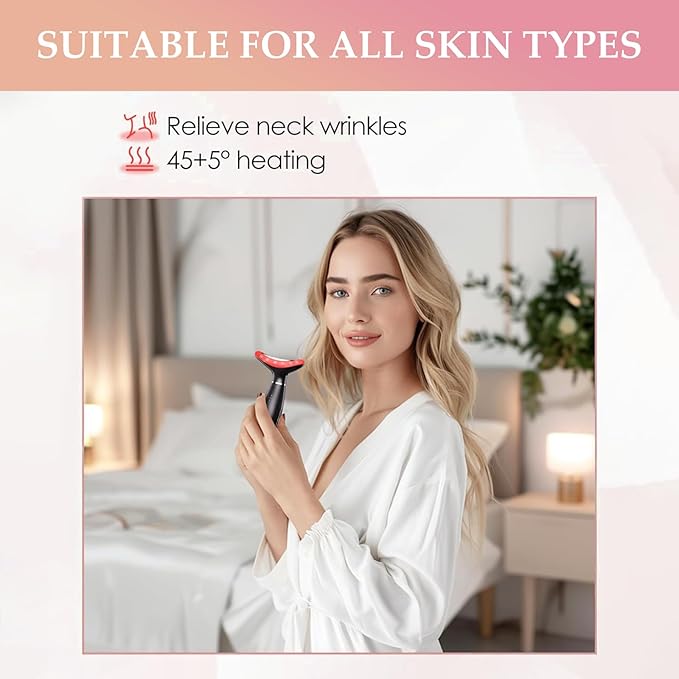 7 Colors Facial and Neck Massager,Lymphatic Contour Face Massager for Womens Skin Care- Rejuvenation- Lifting- Toning- Glow Boost-Tightening and Smooth