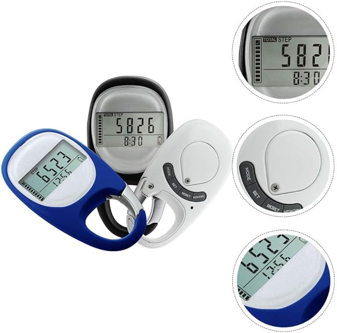 BESPORTBLE Portable Pedometer 3D Digital Pedometer with Clip Simple Walking Step Counter for Men Women Kids Track Steps and Miles/Km Calories Burned Random Color