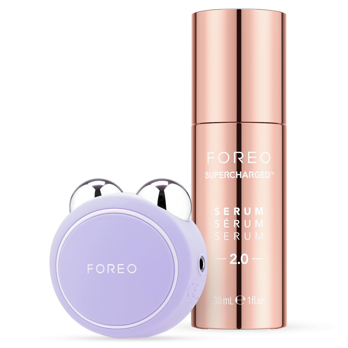 FOREO Firm & Fabulous BEAR mini + Serum Serum Serum 1 Oz Anti aging Starter Kit- Microcurrent Facial Device- Instant Face Lift- Double Chin Eliminator- Facial Skin Care Products- Gift Set- Lavender