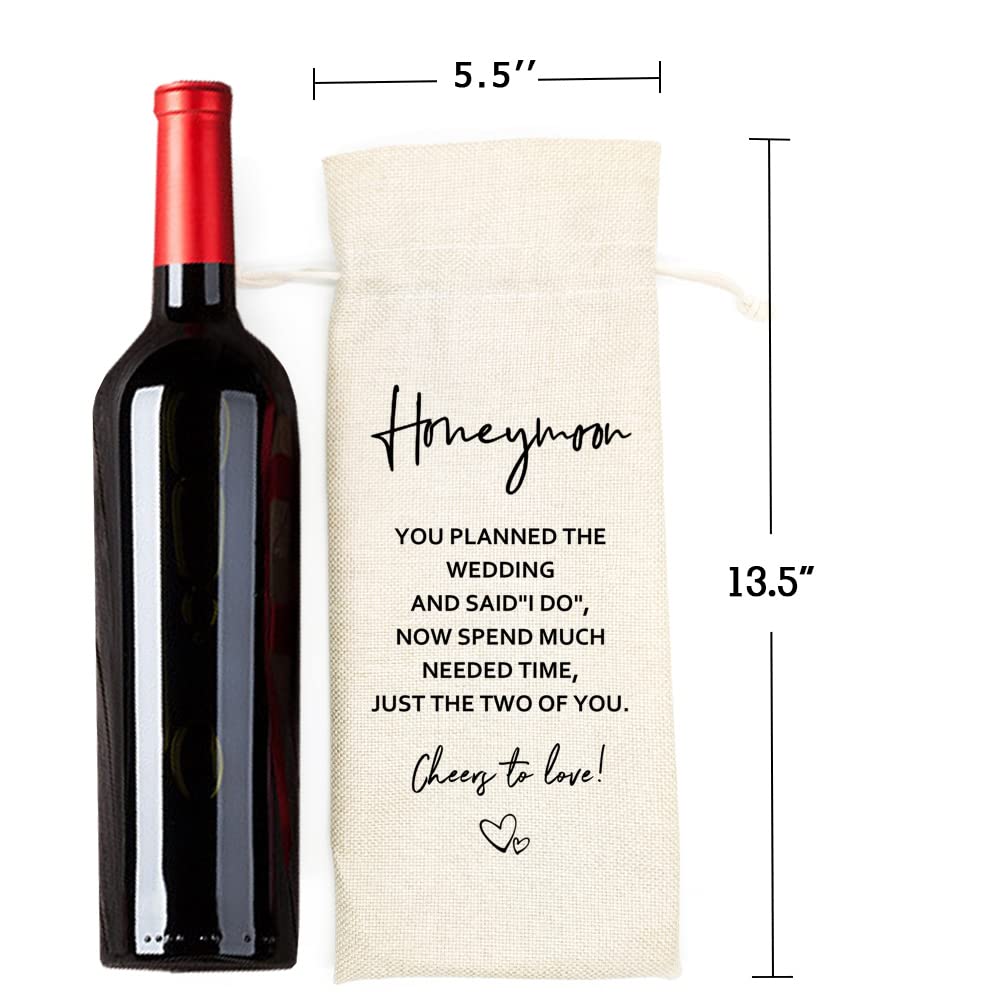 Socive Honeymoon Wine Bag, Wedding Gift for the New Couple, Wedding Wine Gifts, Engagement Gift, Reusable Drawstring Bag