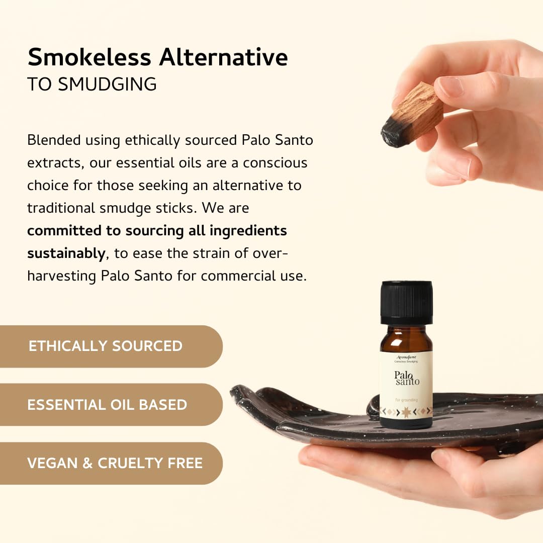 Palo Santo Essential Oil Diffuser Blend by Aromafume | 30ml/1 fl oz | Made with Peruvian Palo Santo Extract | Non-Toxic Alternative, Sustainable Substitute for Palo Santo Sticks or Incense